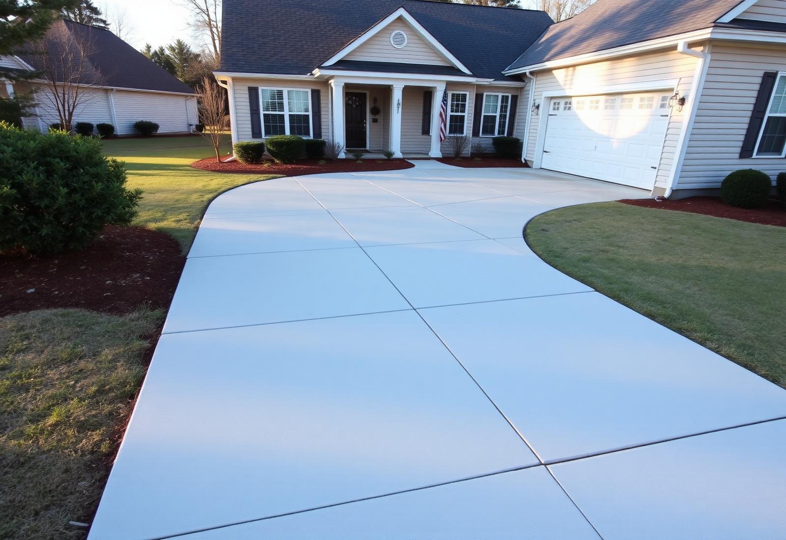 Finished concrete driveway in front of an Augusta, Georgia home